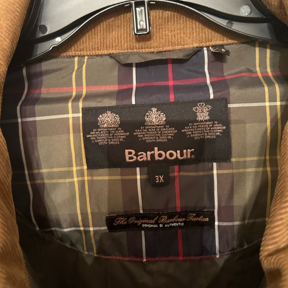 Barbour Quilted Coat - 3X - Hunter Green - Tan Corduroy Collar - Picture 9 of 10